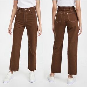 Reformation‎ Cowboy High Rise Straight Jeans Chocolate Womens Size 26